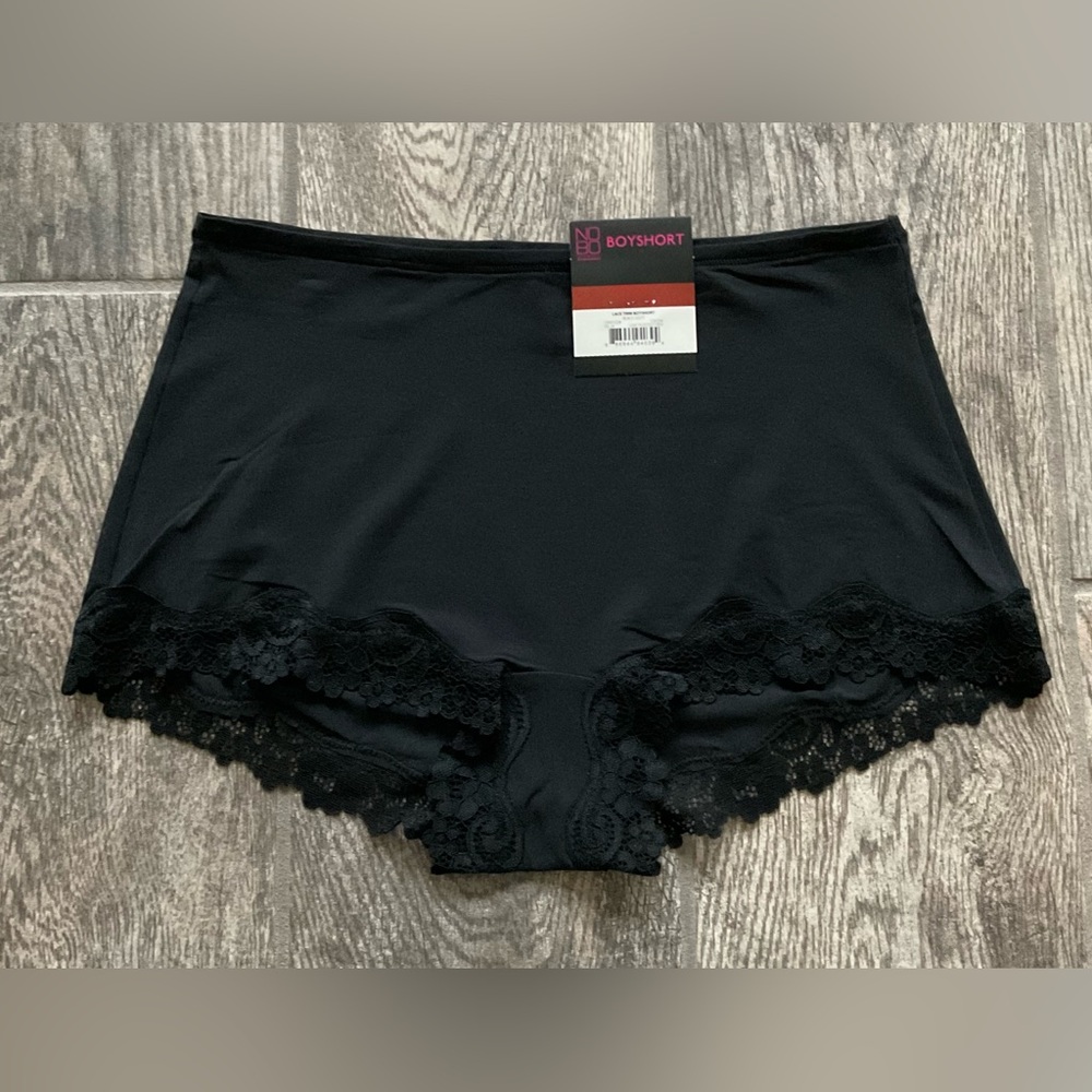 New Nobo, No Boundaries lace trim boyshort panties size XS or S Black